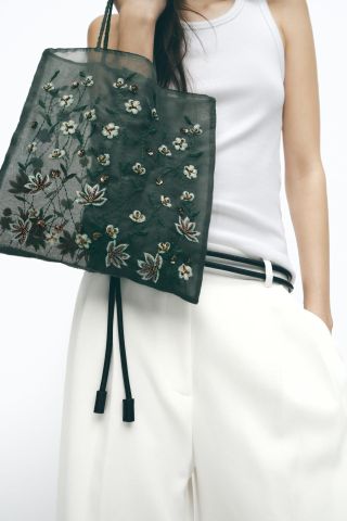 Zara Embroidered Fabric Bag