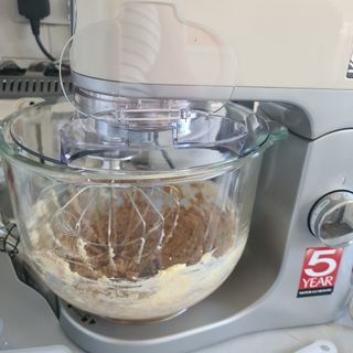 Creaming butter and sugar in the cream Kenwood kMix mixer