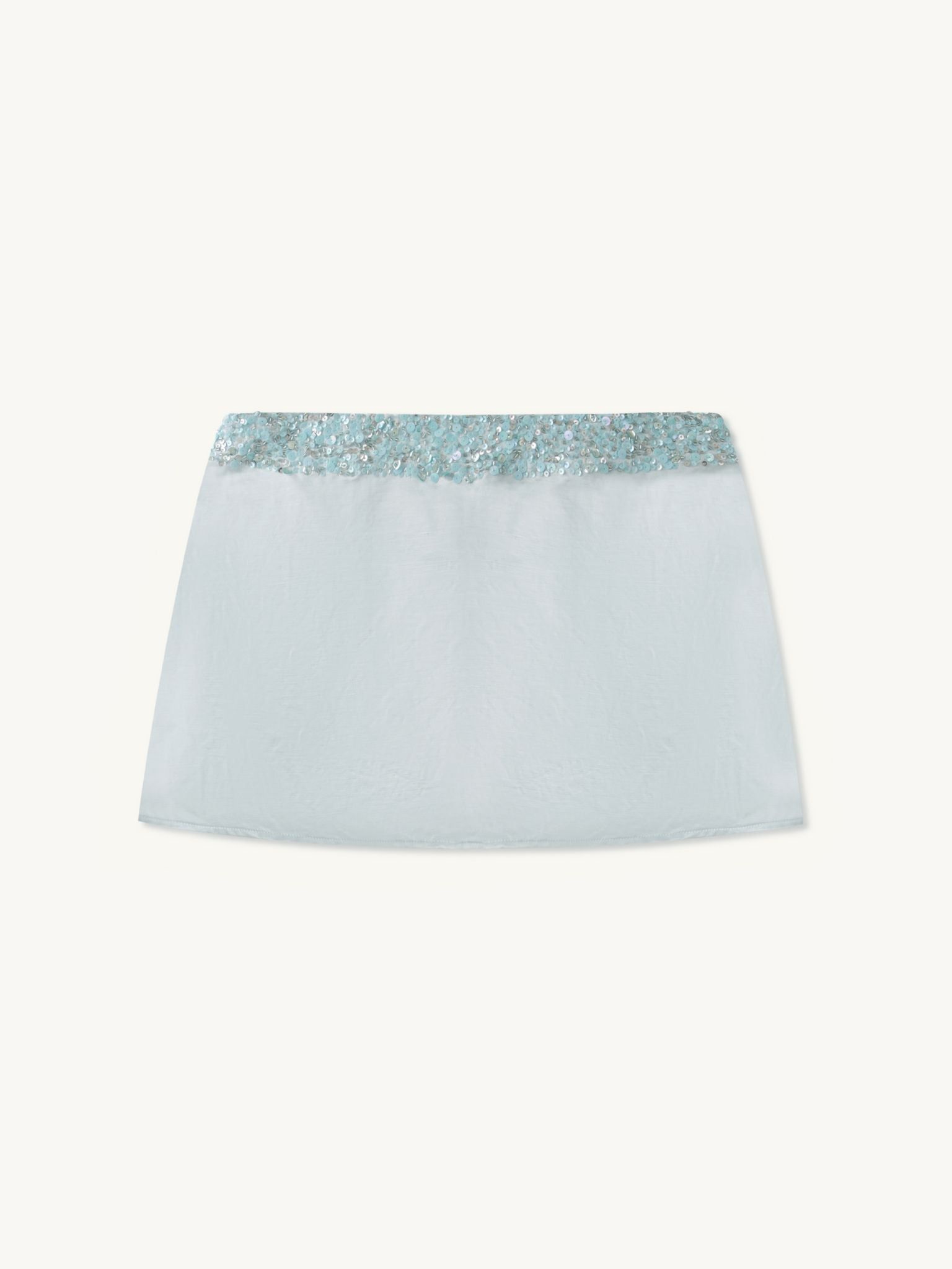Marina Hand Beaded Mini Skirt - Ice Blue - Xs