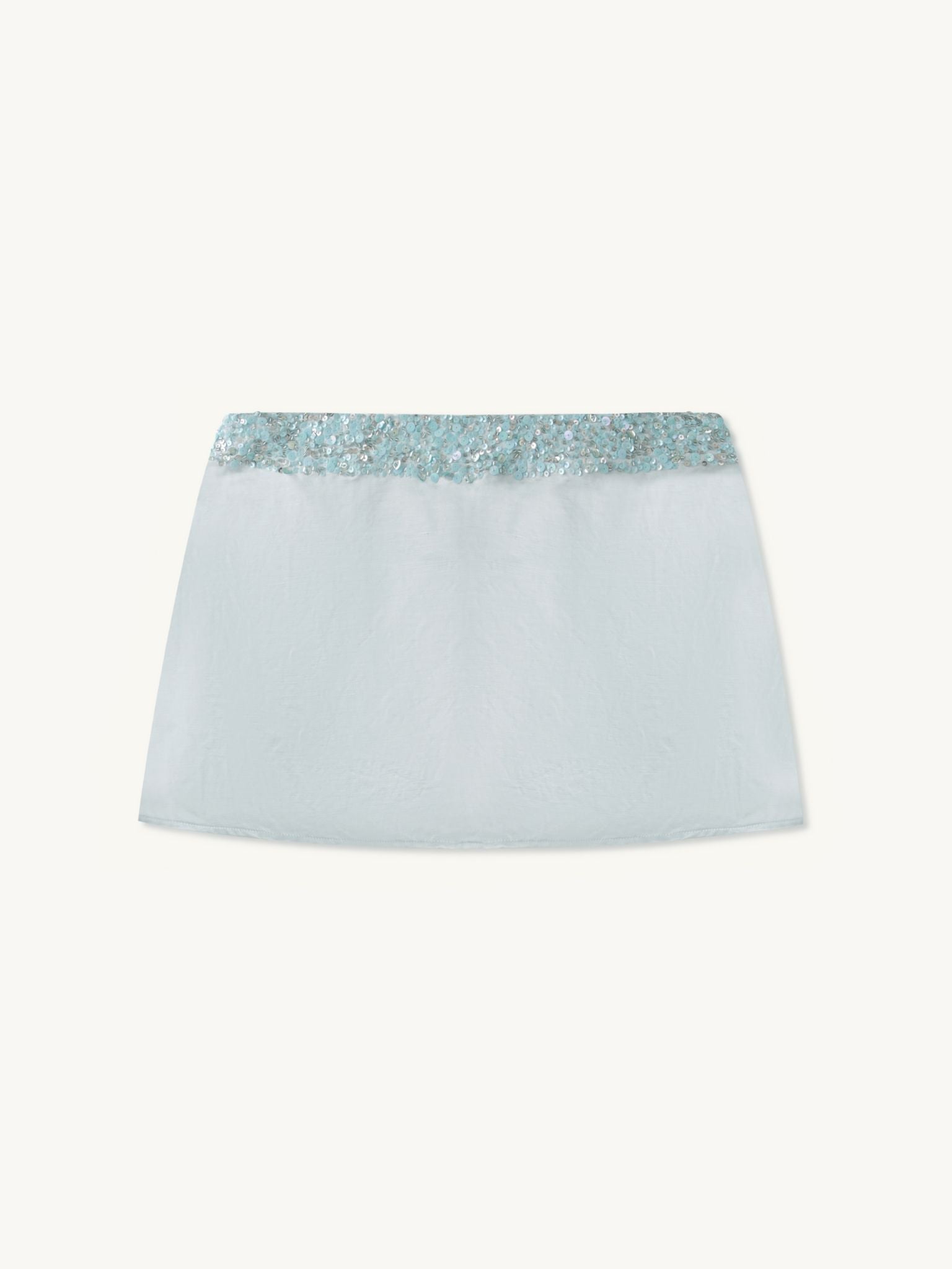 Marina Hand Beaded Mini Skirt - Ice Blue - Xs