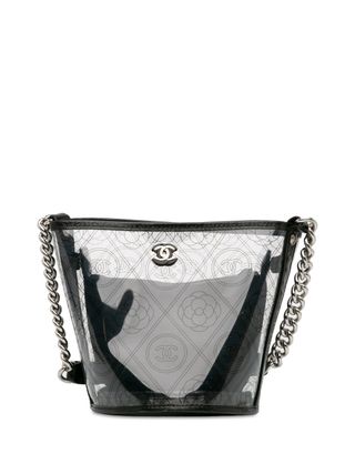 Chanel, 2018 Crumpled Calfskin PVC Camellia bucket bag