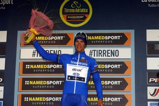 Zdenek Stybar on the podium after winning Stage 2 of the 2016 Tirreno-Adriatico