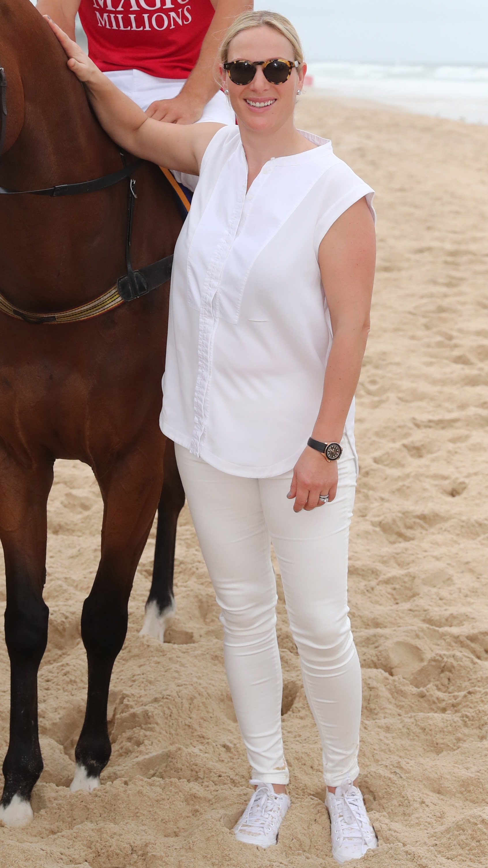 Zara Tindall and Billy Slater pose during the 2019 Magic Millions official draw at Surfers Paradise Foreshore on January 08, 2019