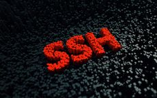 SSH in textured text on a textured black background