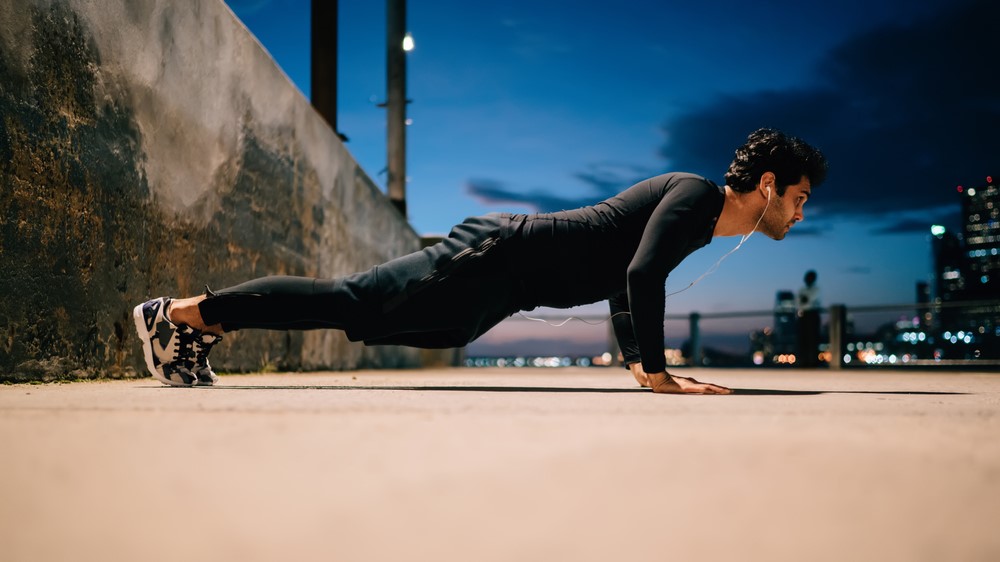 a photo of a man doing an evening workout