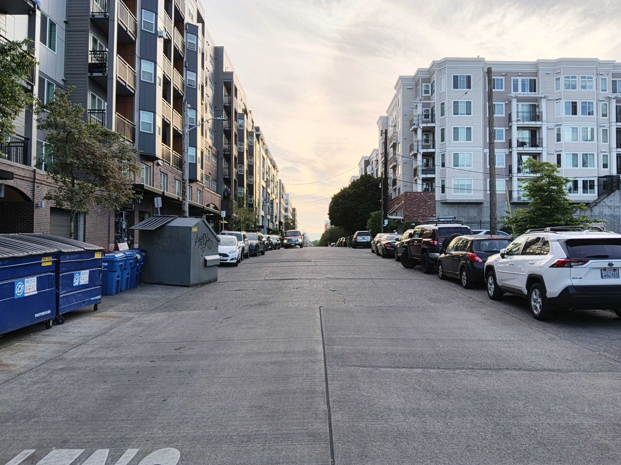 A street at sunset