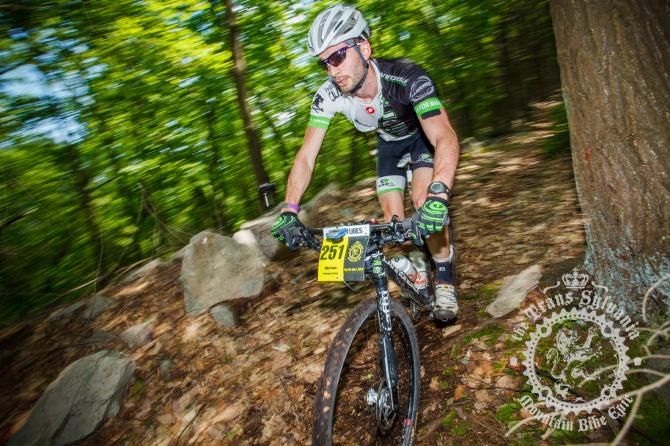 Mike Festa handles a wooded corner.