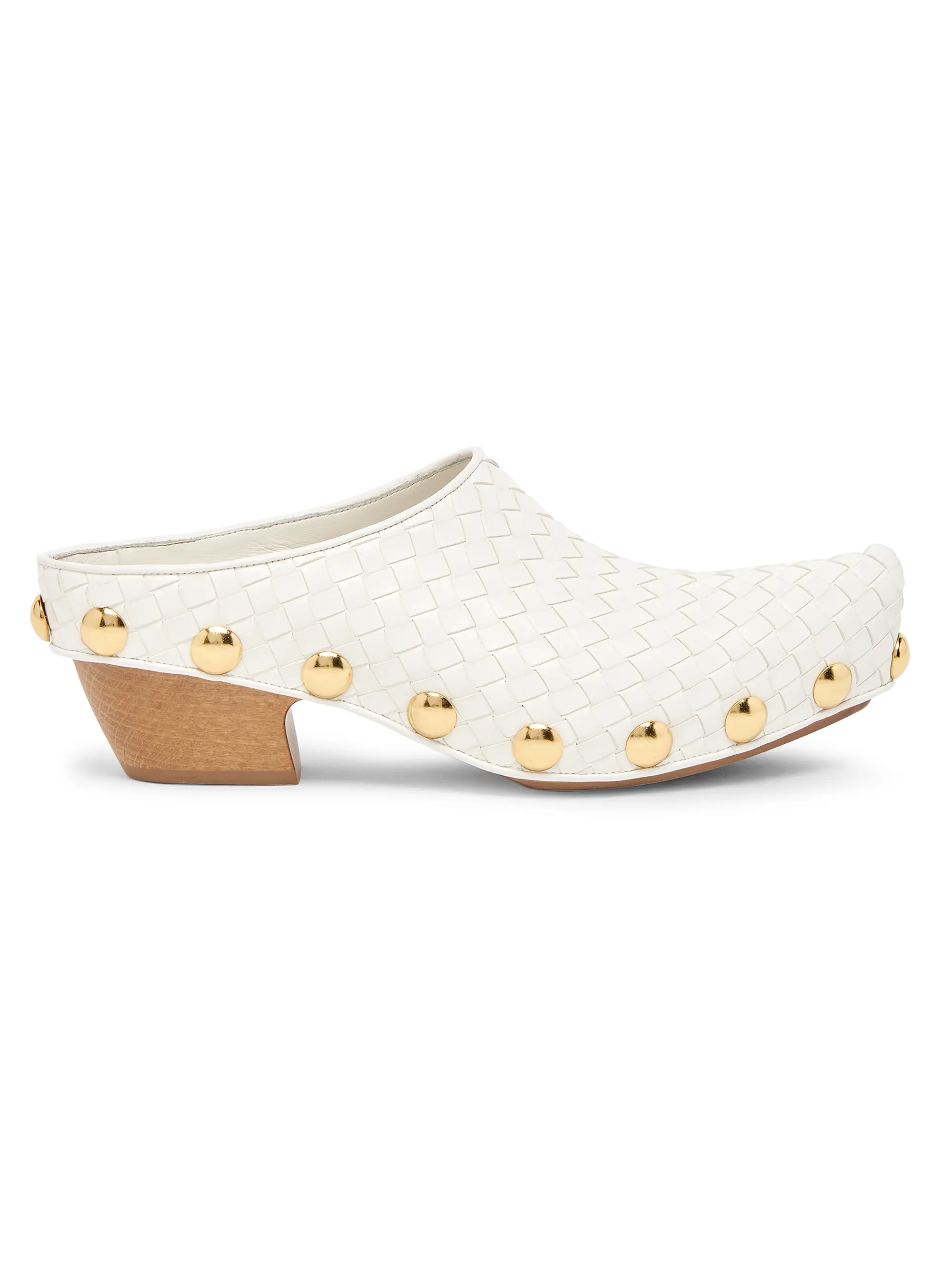 Gondola Studded Intrecciato Leather Platform Clogs