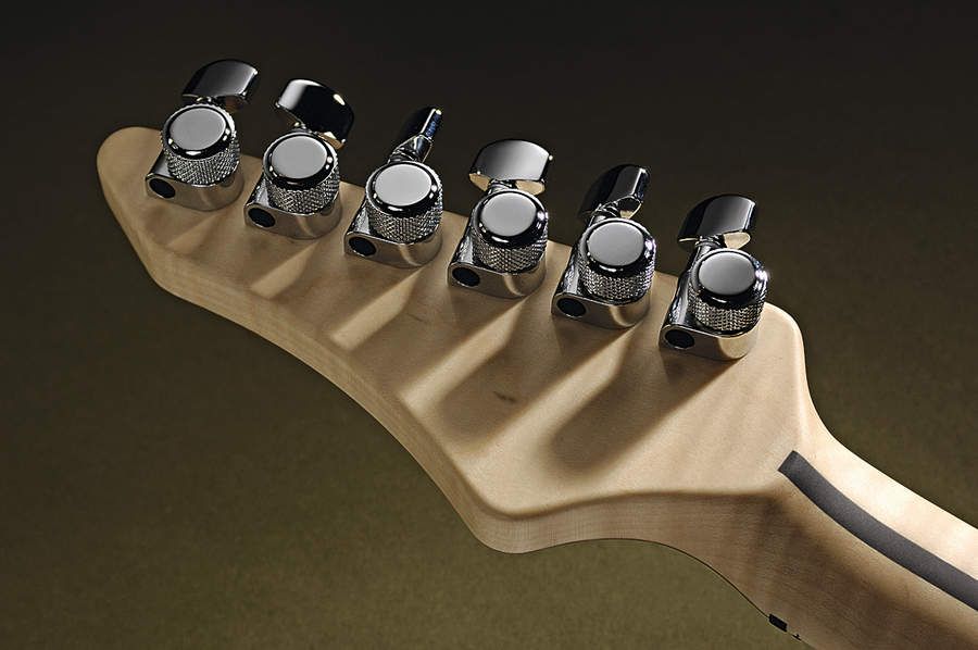 The headstock is fitted with rear-locking Schaller tuners.