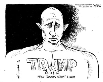 Political cartoon U.S. Donald Trump Putin Make America Great Again Russia