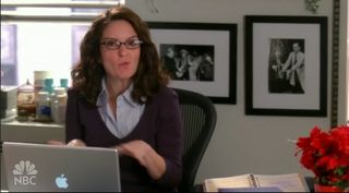 Tina Fey on 30 Rock with her not-so-discreet MacBook