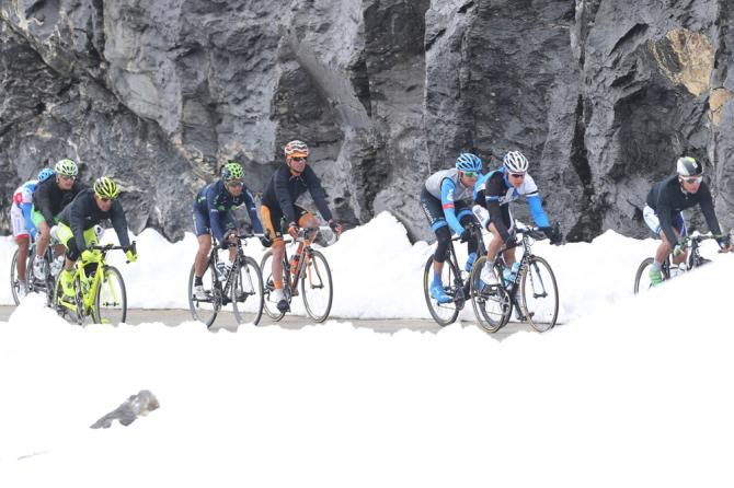 The early break formed and cleared the Mont Cenis before the peloton