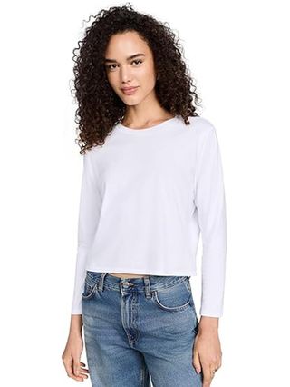 Perfectwhitetee Wanita Bruce Ring Spun Cotton Crew Tee, Weiß, S