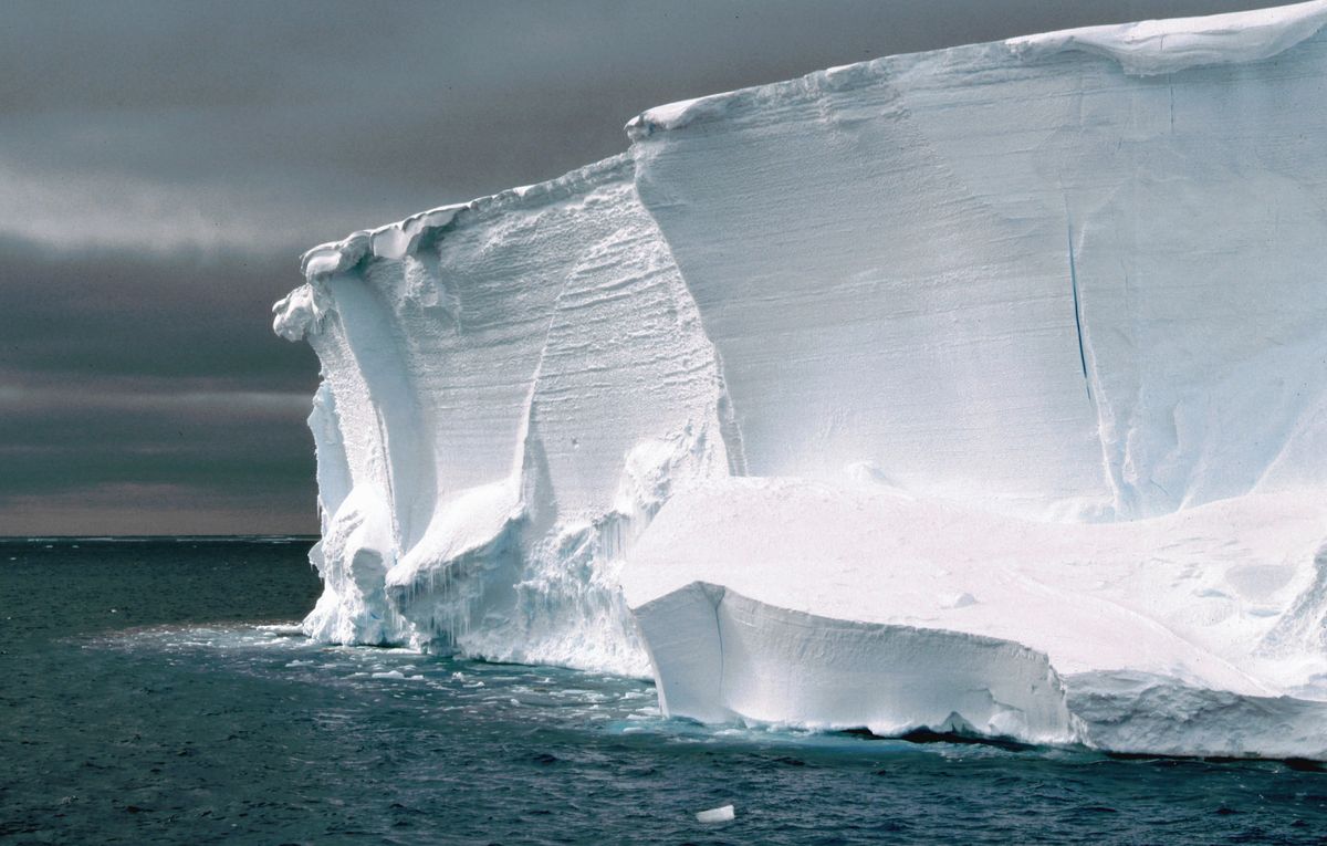 The edge of an Antarctic ice shelf.