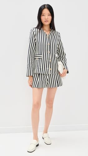 Astr the Label Women's Danae Blazer, Cream Navy Stripe, S