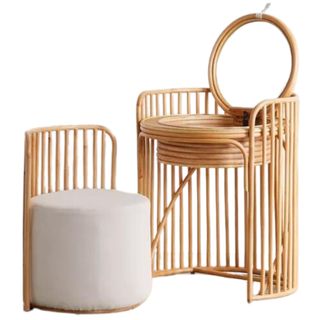 Urban Outfitters Elise bamboo vanity dresser, mirror and stool set