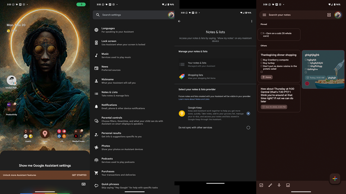 Activating Keep for notes and lists