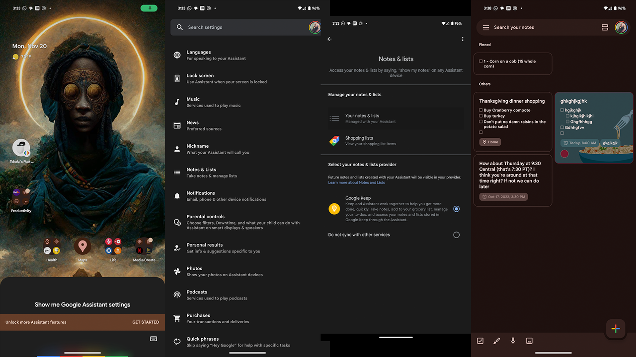 Activating Keep for notes and lists
