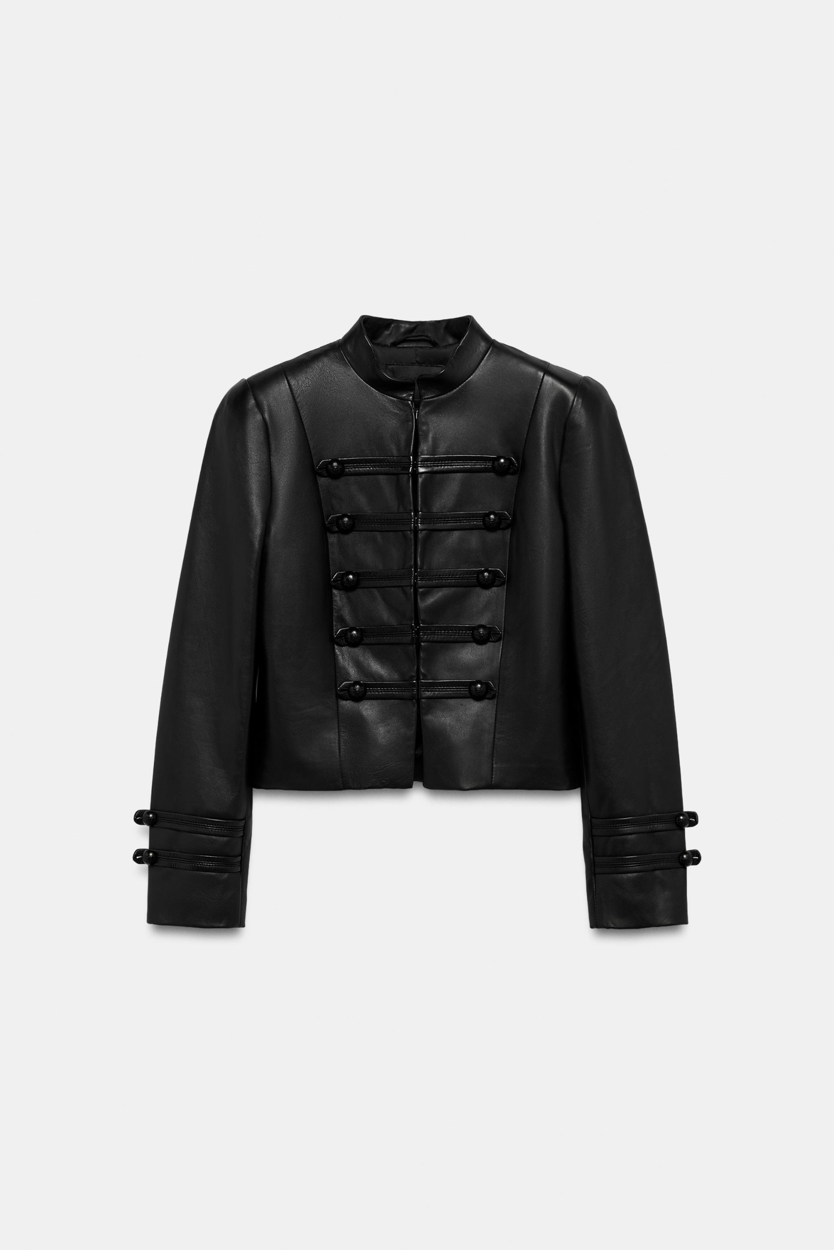 100% Leather Frog Fastening Jacket Zw Collection - Black - Xs