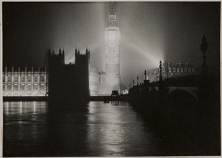 '10 years ago, Victory Day, The lights go up in London' by Felix Man, 1945