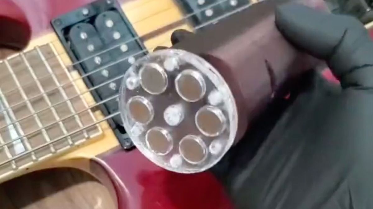 This guitarist has invented an evolution of the EBow that works on multiple strings and spins