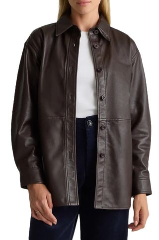 100% Leather Shirt Jacket