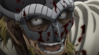 A bloodied viking warrior in Vinland Saga