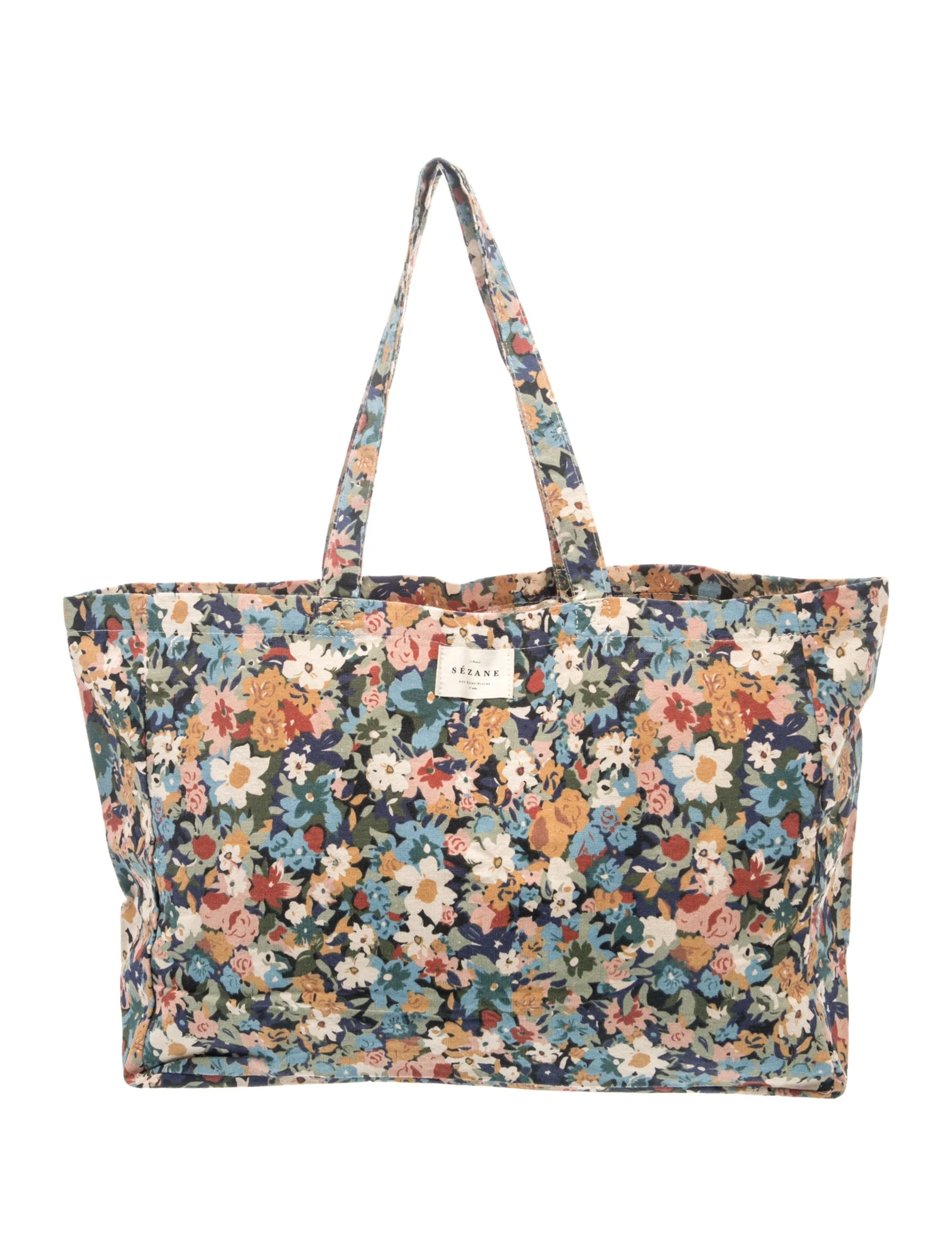 sezane tote bags ranging from printed to floral and striped