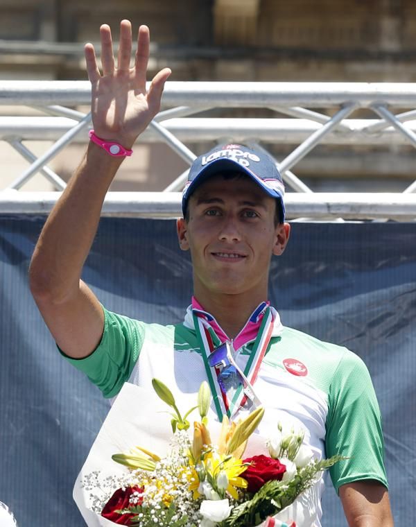 Adriano Malori (Lampre-ISD) in the men's time trial champ jersey
