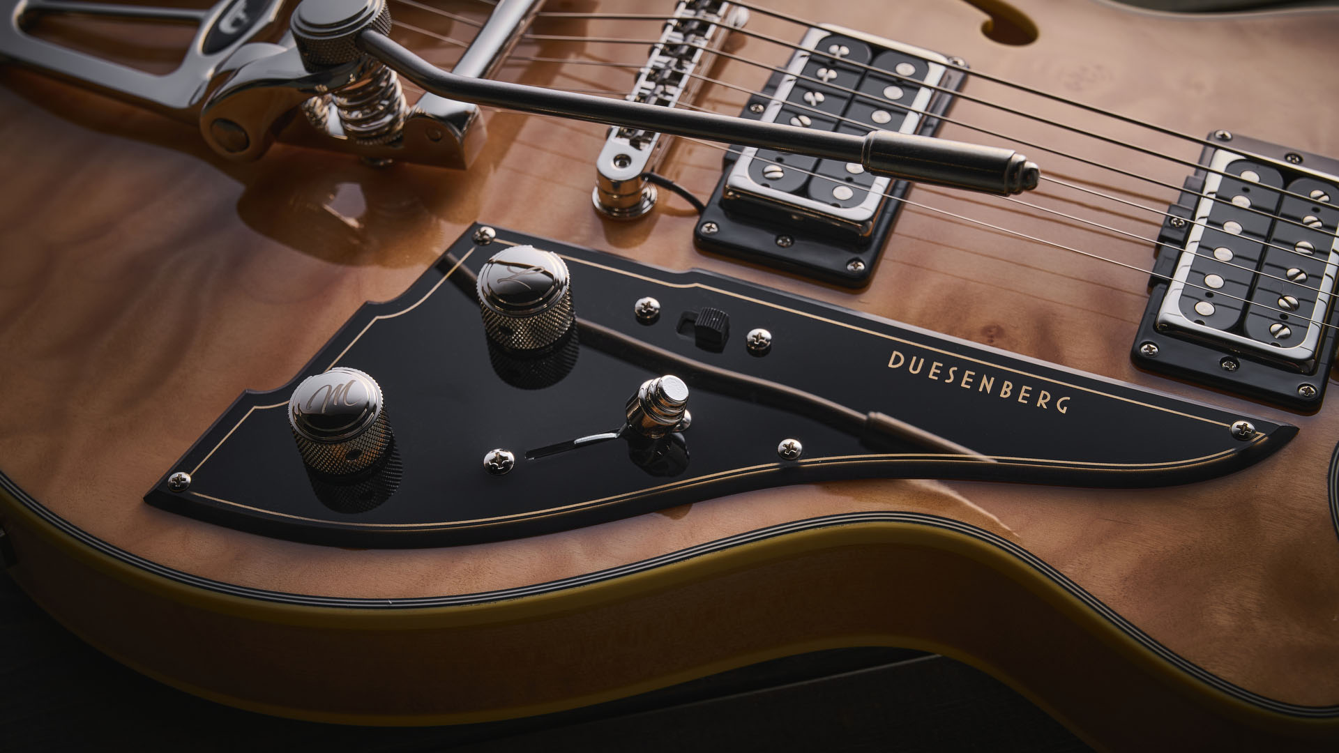 Duesenberg Alliance Series Tom Bukovac: the new semi-hollow signature model is a stunning singlecut with a quilted maple build in a natural finish.