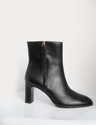 Leather Block Heel Ankle Boots