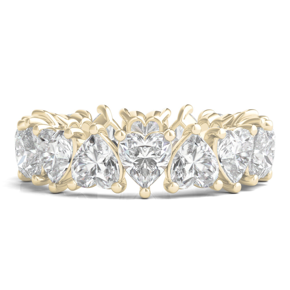 Heart-Shaped Lab Grown Diamond True Eternity Band in 14K Yellow Gold 