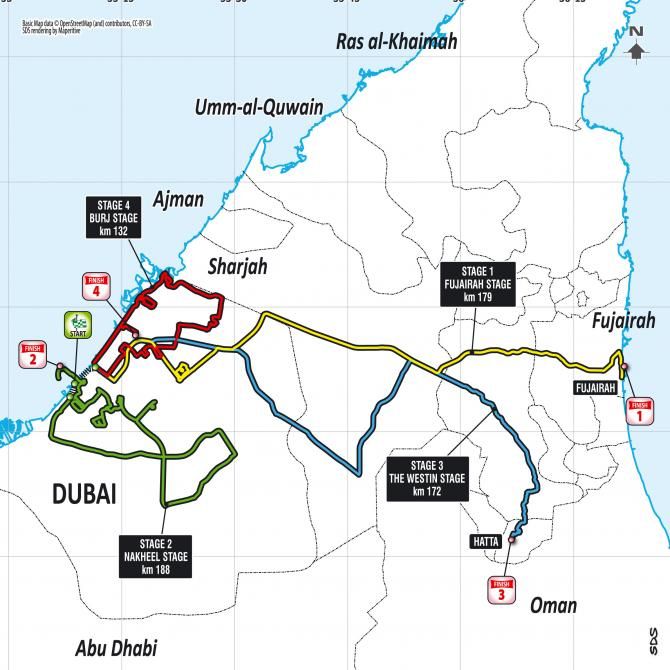 Dubai Tour 2016 race route map