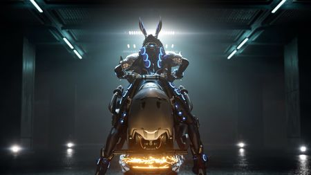 An image shows The First Descendant character Bunny from the back, riding a hoverbike