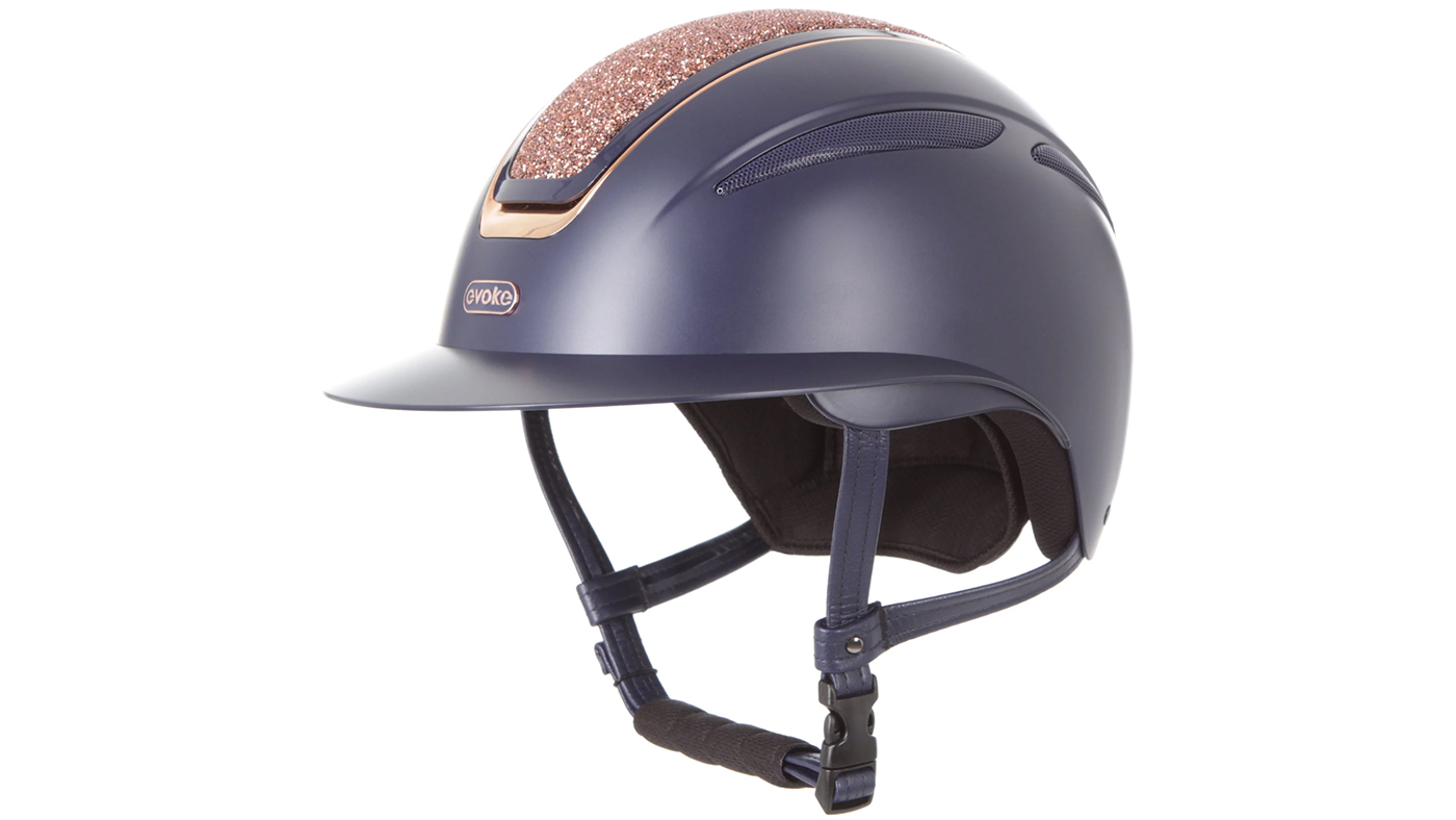 Evoke Callisto Wide Peak Navy Rose Gold Crystal