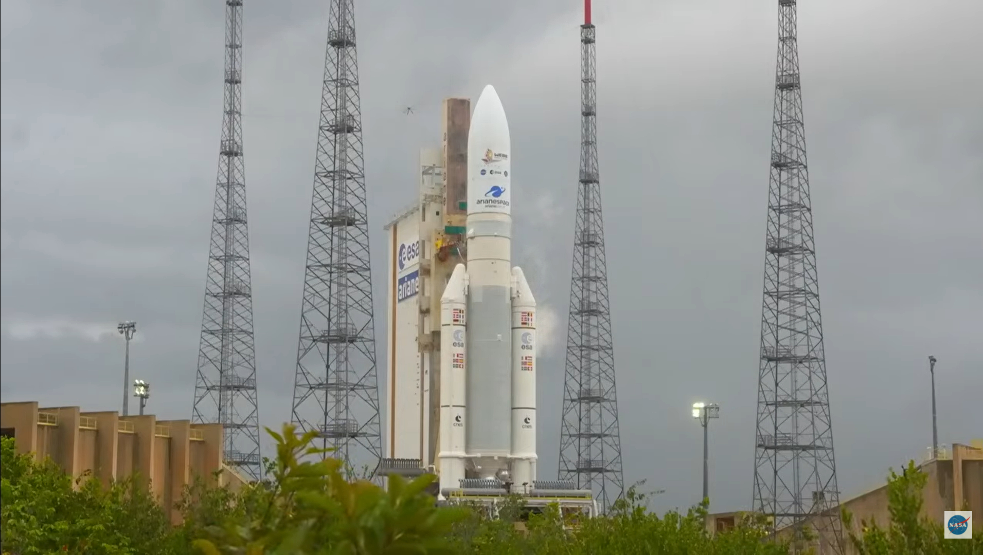 Daily News | Online News The Ariane 5 rocket carrying NASA's James Webb Space Telescope stands atop Launch Pad 3 at the Guiana Space Center in Kourou, French Guiana for launch on Dec. 25, 2021.