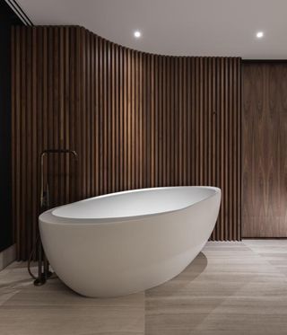 Bathroom with bathtub detail at the Vancouver House Penthouse