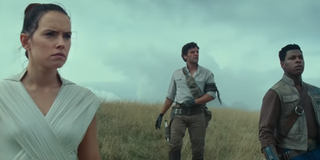Daisy Ridley as Rey, Oscar Isaac as Poe and John Boyega as Finn in Star Wars: Rise of Skywalker