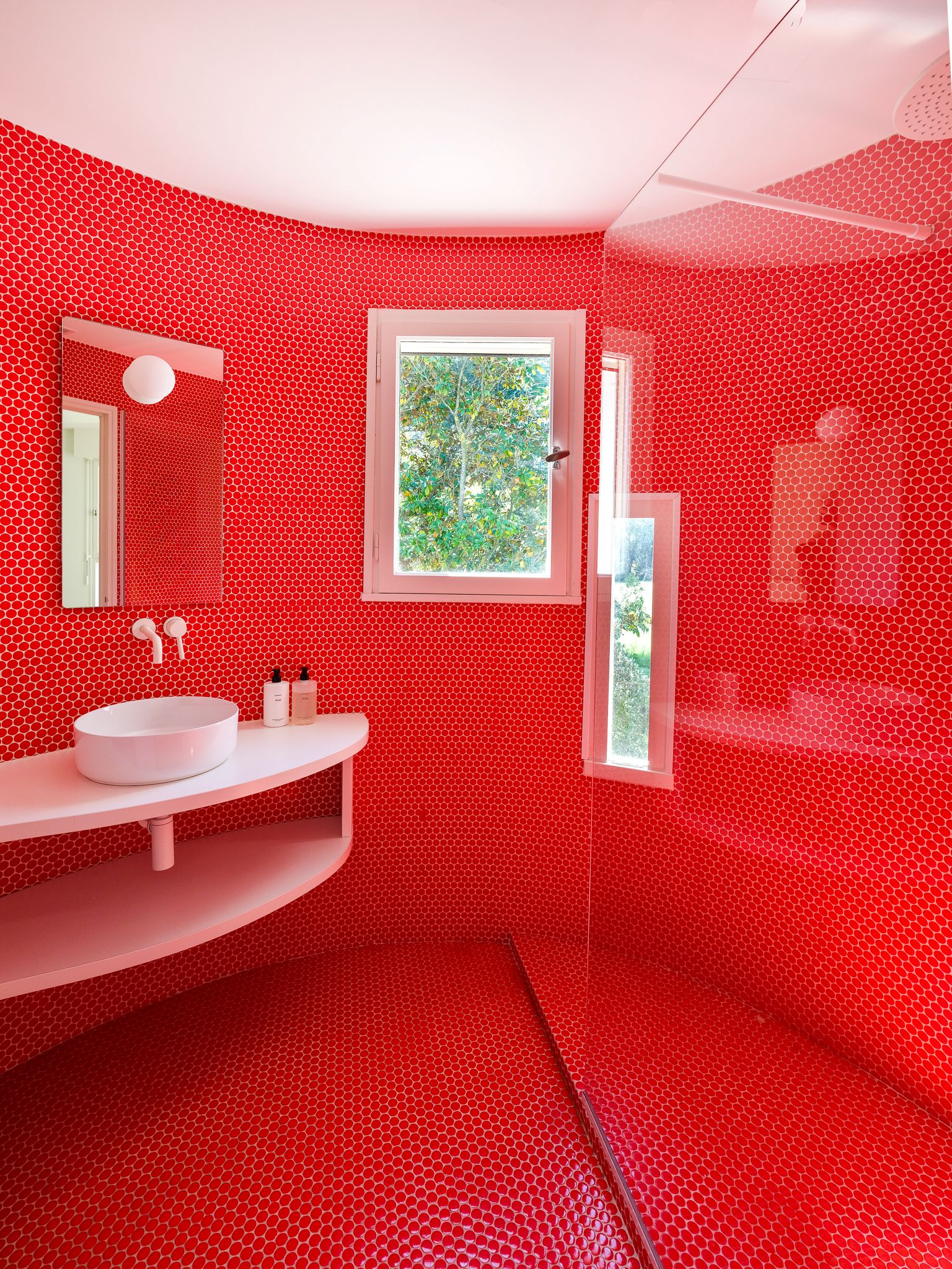 view of the interior of a modernist house with a minimal interior located in arles france