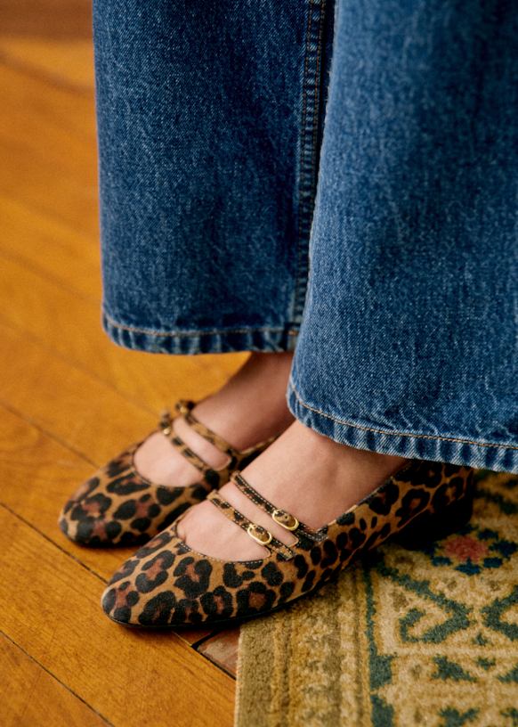 Ninon Low Ballerinas - Leopard - Split Cowhide Leather - Sézane
