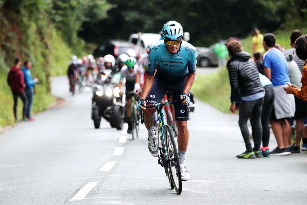 SAN SEBASTIAN SPAIN JULY 31 Javier Romo of Spain and Team Astana Premier Tech in the Breakaway during the 41st Donostia San Sebastian Klasikoa 2021 a 2235km race from DonostiaSan Sebastian to DonostiaSan Sebastian Klasikoa on July 31 2021 in San Sebastian Spain Photo by Gonzalo Arroyo MorenoGetty Images