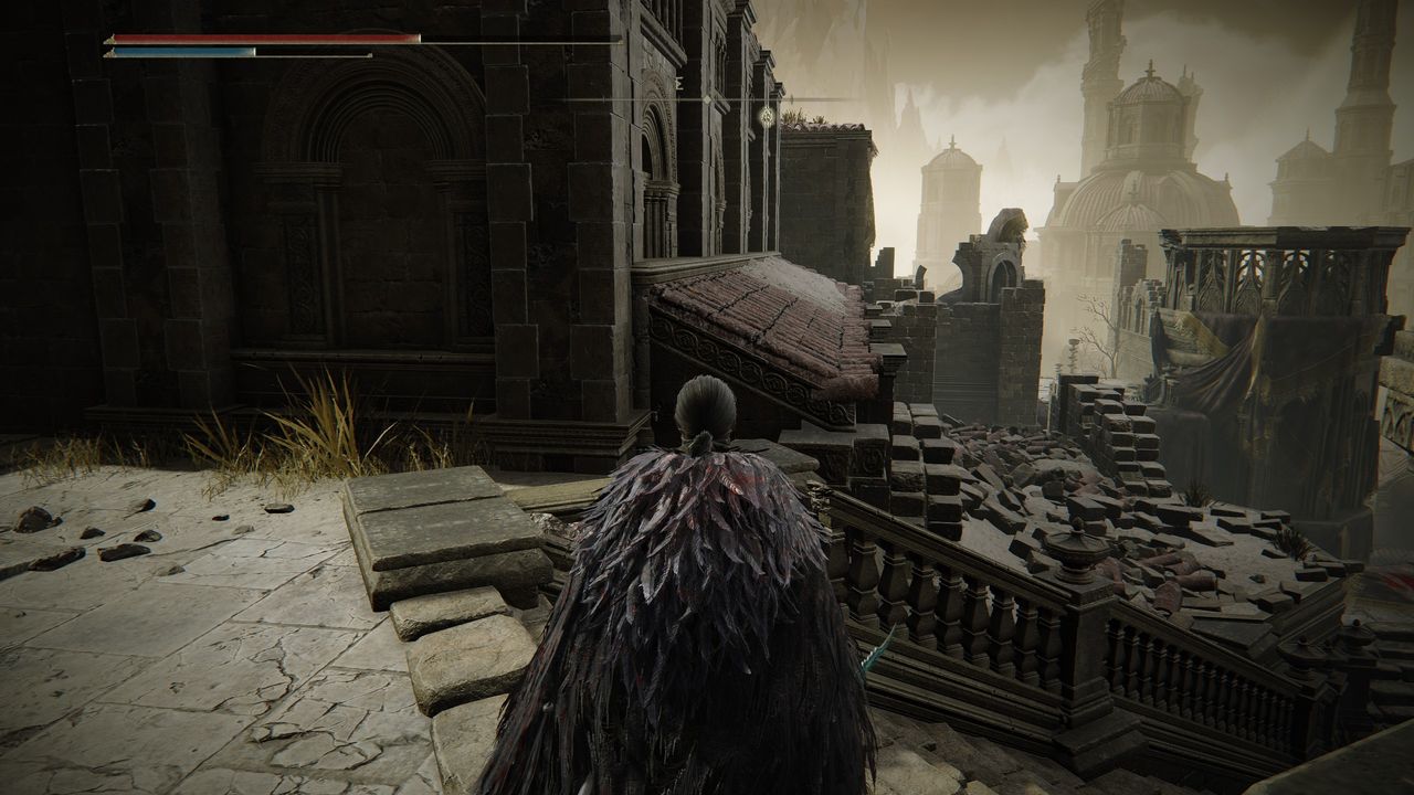 Elden Ring ninja character exploring Belurat Tower Settlement showing location of Well Depths Key and the well to use it in