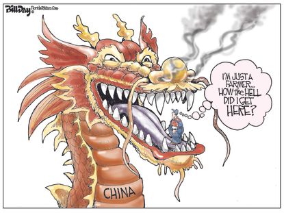 Political Cartoon U.S. China Tariffs Trade War American Farmers