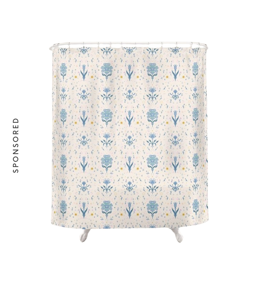 Society6, Vintage Floral Harmony Pattern Shower Curtain