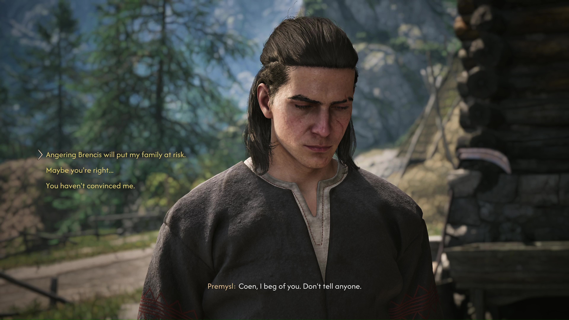 Coen chooses whether to reveal the Blasphemy banner in The Blood of Dawnwalker
