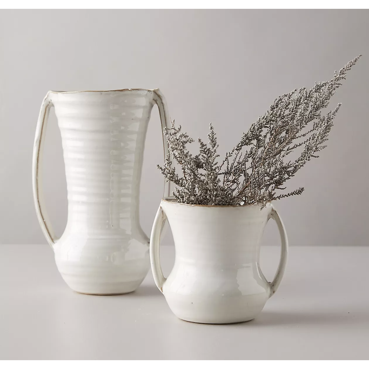 white ceramic vases