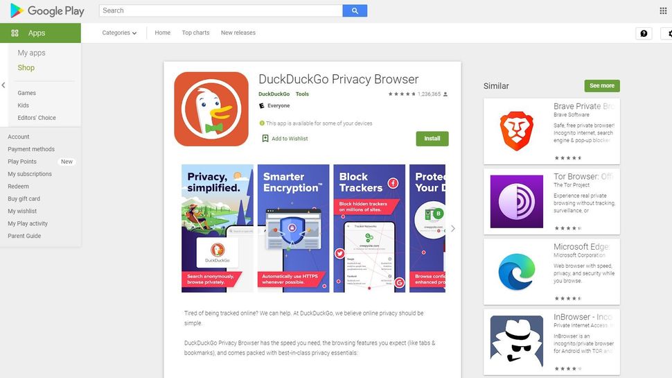 duckduckgo search engine for android