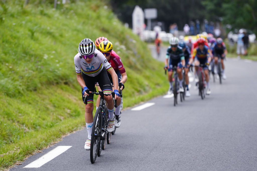 Annemiek Van Vleuten (Movistar) attacks on Col d&rsquo;Aspin