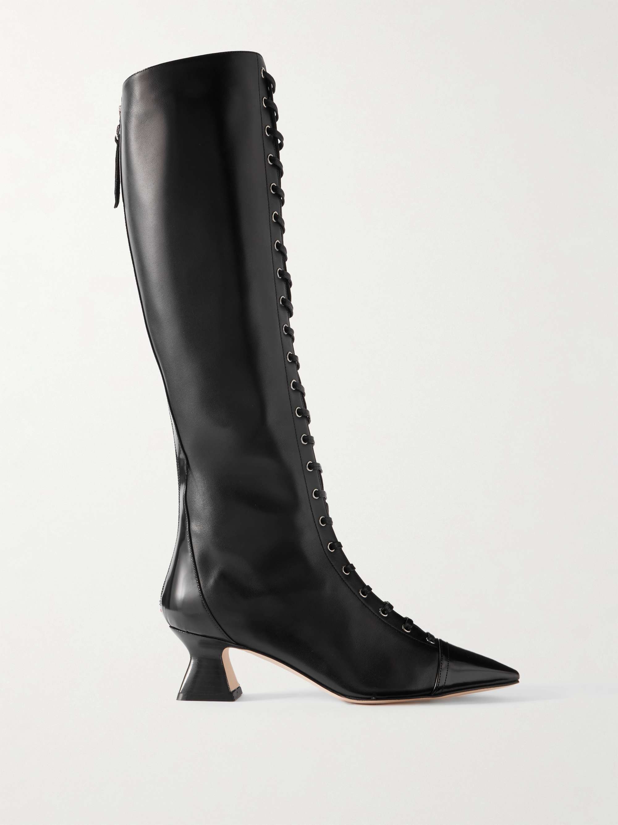 Mavis Leather Lace-Up Knee Boots