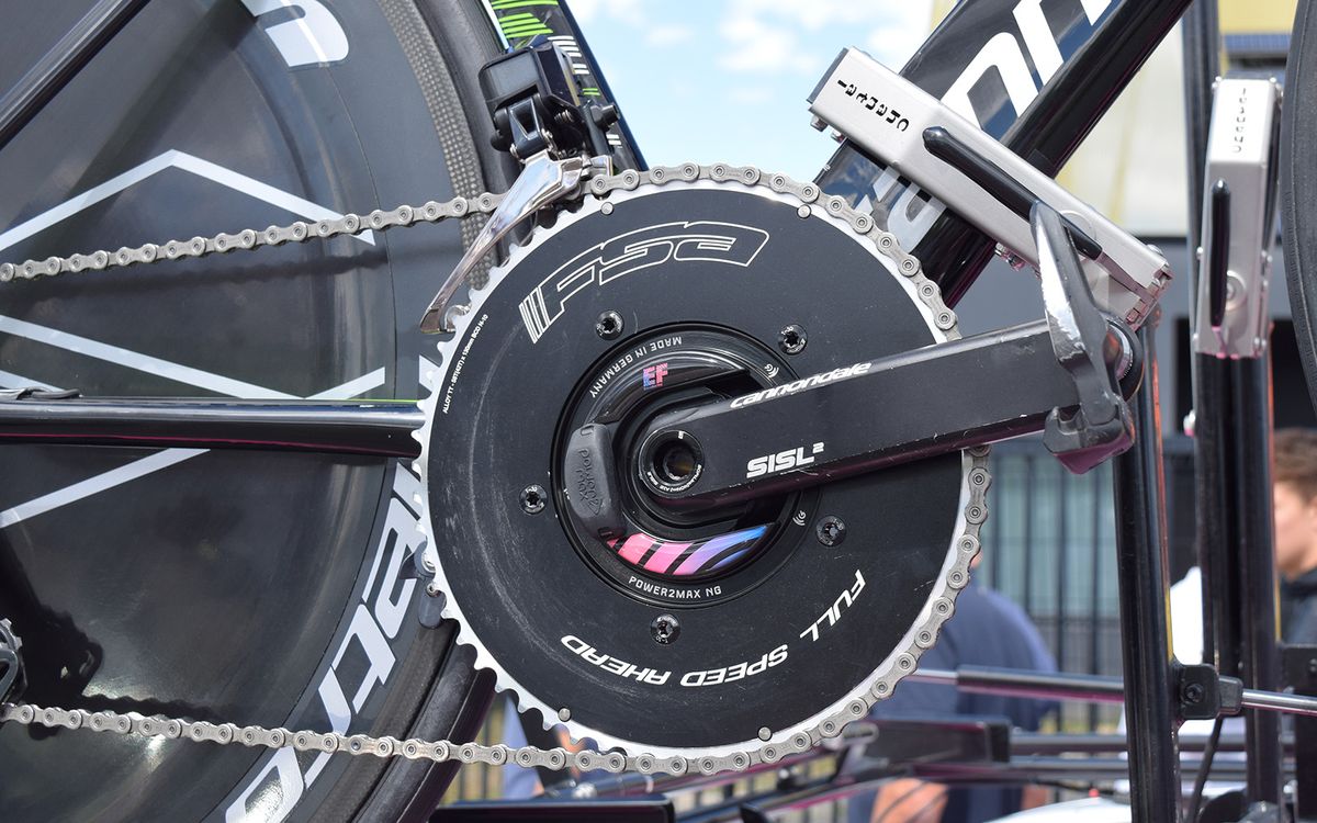 Michael Woods ran a 58-tooth outer chainring for the stage